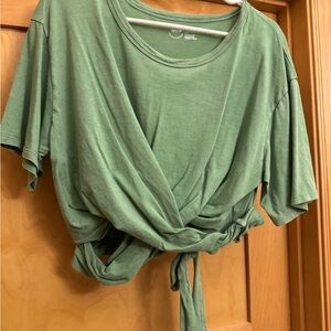Aerie Olive Wrap Tie Crop Top